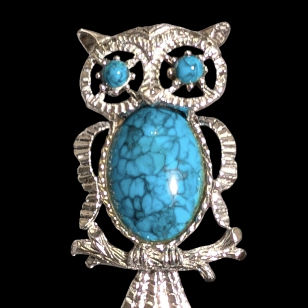 Gerry's signed owl brooch or pendant with faux turquoise stones.